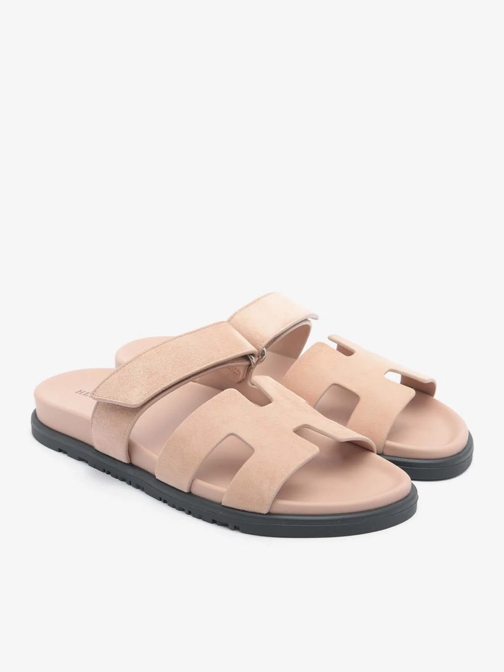 Hermes Chypre Sandals in Nude Suede